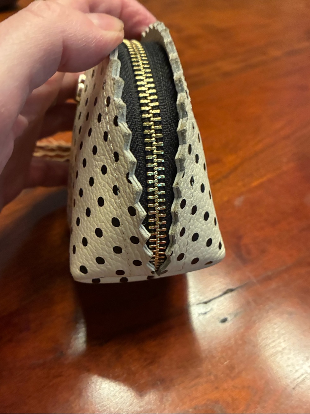 RADLEY LONDON White and Black Polka Dot Leather Cosmetic Pouch - Picture 5 of 8